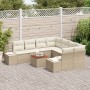 Juego de Sofás de Jardín Juego de 9 Beige y crema Rattan, Poliéster de , Sofás de exterior - Ref: Foro24-3347939, Precio: 615...