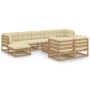 Set de muebles de jardín 10 pzs cojines madera pino marrón miel de vidaXL, Conjuntos de jardín - Ref: Foro24-3077162, Precio:...