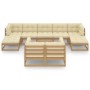 Set de muebles de jardín 10 pzs cojines madera pino marrón miel de vidaXL, Conjuntos de jardín - Ref: Foro24-3077162, Precio:...