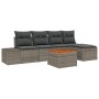 Conjunto de sofá de jardín de 6 piezas con cojines gris ratán sintético acacia de , Sofás de exterior - Ref: Foro24-3347944, ...