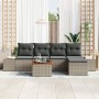 Conjunto de sofá de jardín de 6 piezas con cojines gris ratán sintético acacia de , Sofás de exterior - Ref: Foro24-3347944, ...