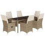 Set comedor de jardín 7 pzas con cojines ratán sintético beige en Conjuntos de jardín | Comprar online en Foru.es