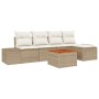 Juego de Sofás de Jardín de 6 Piezas con Cojines Beige de Ratán Polimérico y Acacia de , Sofás de exterior - Ref: Foro24-3347...