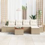 Juego de Sofás de Jardín de 6 Piezas con Cojines Beige de Ratán Polimérico y Acacia de , Sofás de exterior - Ref: Foro24-3347...
