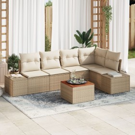 Juego de Sofás de Jardín de 6 Piezas con Cojines Beige de Poliratán de , Sofás de exterior - Ref: Foro24-3347960, Precio: 423...