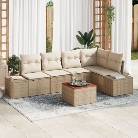 Juego de Sofás de Jardín de 6 Piezas con Cojines Beige de Poliratán de , Sofás de exterior - Ref: Foro24-3347960, Precio: 423...