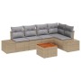 Juego de Sofás de Jardín de 6 Piezas con Cojines Beige Polirratán Acacia de , Sofás de exterior - Ref: Foro24-3347959, Precio...