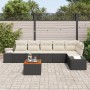 Juego de Sofá de Jardín de 7 Piezas con Cojines en Ratán Poliéster Negro y Acacia de , Sofás de exterior - Ref: Foro24-334796...