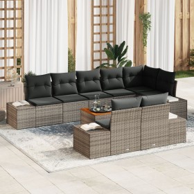 Juego de Sofás de Jardín de 9 Piezas con Cojines Gris Poliratán Acacia de , Sofás de exterior - Ref: Foro24-3347972, Precio: ...