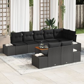 Juego de Sofá de Jardín de 9 Piezas con Cojines Negro Poliratán Acacia de , Sofás de exterior - Ref: Foro24-3347975, Precio: ...