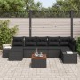 Juego de Sofá de Jardín 8 Piezas Negro Ratán y Madera Amplio de , Sofás de exterior - Ref: Foro24-3347989, Precio: 509,72 €, ...