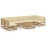 Set de muebles de jardín 8 pzs cojines madera pino marrón miel de vidaXL, Conjuntos de jardín - Ref: Foro24-3077192, Precio: ...
