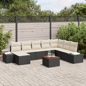 Conjunto de Sofá de Jardín de 9 Piezas con Cojines Negro Poliratán Acacia de , Sofás de exterior - Ref: Foro24-3347992, Preci...