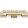 Set de muebles de jardín 8 pzs cojines madera pino marrón miel de vidaXL, Conjuntos de jardín - Ref: Foro24-3077192, Precio: ...