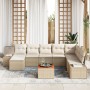 Conjunto de Sofás de Jardín de 9 Piezas con Cojines Beige Poliratán Acacia de , Sofás de exterior - Ref: Foro24-3347995, Prec...