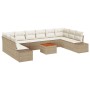 Conjunto de Sofá de Jardín de 11 Piezas con Cojines Beige Ratán Polietileno Acacia de , Sofás de exterior - Ref: Foro24-33480...