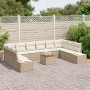 Conjunto de Sofá de Jardín de 11 Piezas con Cojines Beige Ratán Polietileno Acacia de , Sofás de exterior - Ref: Foro24-33480...