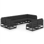 Set de muebles de jardín 9 pzas con cojines madera pino negro de vidaXL, Conjuntos de jardín - Ref: Foro24-3077218, Precio: 1...