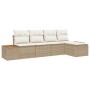 Juego de Sofá de Jardín de 5 Piezas con Cojines Beige Ratán Sintético Acacia de , Sofás de exterior - Ref: Foro24-3348067, Pr...