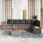 Conjunto de Sofá de Jardín de 7 Piezas con Cojines Gris Poliratán Acacia de , Sofás de exterior - Ref: Foro24-3348100, Precio...