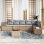 Conjunto de Sofá de Jardín de 7 Piezas con Cojines Beige Poliratán Acacia de , Sofás de exterior - Ref: Foro24-3348101, Preci...