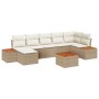 Juego de Sofá de Jardín de 8 Piezas con Cojines Beige de Ratán Poli y Acacia de , Sofás de exterior - Ref: Foro24-3348137, Pr...