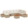 Juego de Sofá de Jardín de 9 Piezas con Cojines Beige de Polirratán y Acacia de , Sofás de exterior - Ref: Foro24-3348152, Pr...