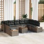 Sofá de Jardín de 10 Piezas con Cojines Gris de Rattan Sintético de , Sofás de exterior - Ref: Foro24-3348170, Precio: 643,05...