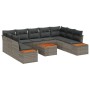 Sofá de Jardín de 10 Piezas con Cojines Gris de Rattan Sintético de , Sofás de exterior - Ref: Foro24-3348170, Precio: 643,05...