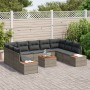 Sofá de Jardín de 10 Piezas con Cojines Gris de Rattan Sintético de , Sofás de exterior - Ref: Foro24-3348170, Precio: 643,05...