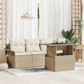 Conjunto de Sofás de Jardín de 5 Piezas con Cojines Beige de Poliratán de , Sofás de exterior - Ref: Foro24-3348187, Precio: ...