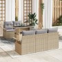 Juego de Sofá de 6 Piezas para Jardín con Cojines Beige Poliratán de , Sofás de exterior - Ref: Foro24-3348196, Precio: 497,6...