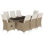 Set comedor de jardín 9 pzas con cojines ratán sintético beige en Conjuntos de jardín | Comprar online en Foru.es
