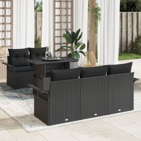 Juego de Sofá de Jardín de 6 Piezas con Cojines de Poliratán Negro de , Sofás de exterior - Ref: Foro24-3348199, Precio: 482,...