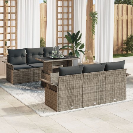 Juego de Sofás de Jardín de 7 Piezas con Cojines Gris Poliratán de , Sofás de exterior - Ref: Foro24-3348205, Precio: 535,98 ...