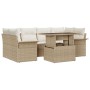 Conjunto de Sofá de Jardín de 7 Piezas con Cojines Ratán Poly Beige de , Sofás de exterior - Ref: Foro24-3348217, Precio: 535...