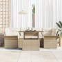 Conjunto de Sofá de Jardín de 7 Piezas con Cojines Ratán Poly Beige de , Sofás de exterior - Ref: Foro24-3348217, Precio: 535...