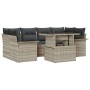 Conjunto de Sofás de Jardín de 7 Piezas con Cojines Gris Claro de Ratán Polietileno de , Sofás de exterior - Ref: Foro24-3348...