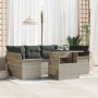 Conjunto de Sofás de Jardín de 7 Piezas con Cojines Gris Claro de Ratán Polietileno de , Sofás de exterior - Ref: Foro24-3348...