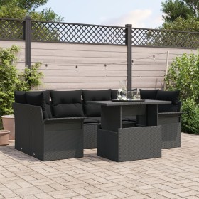 Juego de Sofás de Jardín de 7 Piezas con Cojines Negro Poliratan de , Sofás de exterior - Ref: Foro24-3348219, Precio: 513,97...