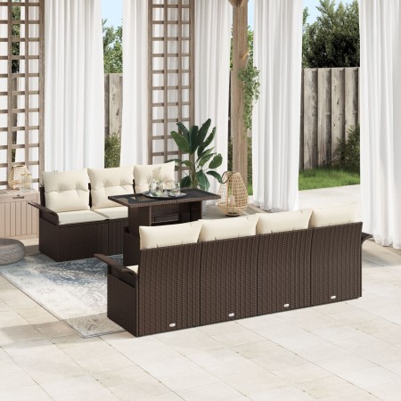 Conjunto de Sofá de Jardín de 8 Piezas con Cojines Marrón de Poli Ratán de , Sofás de exterior - Ref: Foro24-3348224, Precio:...