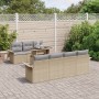 Conjunto de Sofá de Jardín de 8 Piezas con Cojines Beige de Poli Ratán de , Sofás de exterior - Ref: Foro24-3348226, Precio: ...