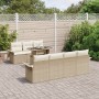 Juego de Sofá de Jardín de 8 Piezas con Cojines Beige Ratán Poliéster de , Sofás de exterior - Ref: Foro24-3348227, Precio: 6...