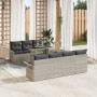 Conjunto de Sofás de Jardín de 8 Piezas con Cojines Ratán Poliéster Gris Claro de , Sofás de exterior - Ref: Foro24-3348228, ...