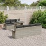 Conjunto de Sofás de Jardín de 8 Piezas con Cojines Ratán Poliéster Gris Claro de , Sofás de exterior - Ref: Foro24-3348228, ...