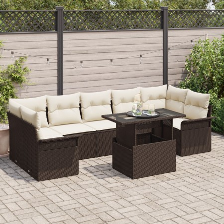 Conjunto de Sofá de Jardín de 8 Piezas con Cojines Marrón Polirratán de , Sofás de exterior - Ref: Foro24-3348234, Precio: 61...
