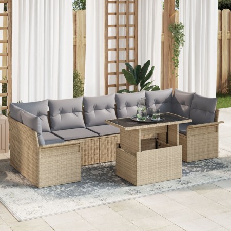 Juego de Sofá de Jardín de 8 Piezas con Cojines Beige de Ratán de , Sofás de exterior - Ref: Foro24-3348236, Precio: 594,76 €...
