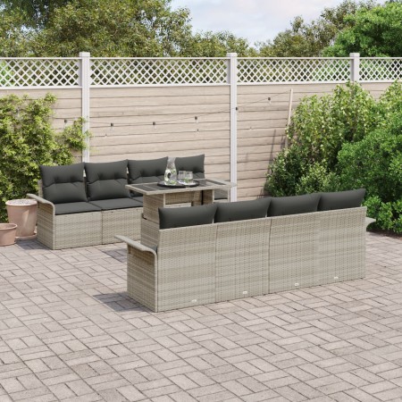 Conjunto de Sofás de Jardín de 9 Piezas con Cojines Ratán Polivalente Gris Claro de , Sofás de exterior - Ref: Foro24-3348248...