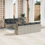 Conjunto de Sofás de Jardín de 9 Piezas con Cojines Ratán Polivalente Gris Claro de , Sofás de exterior - Ref: Foro24-3348248...