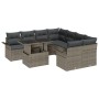 Juego de Sofá de Jardín de 9 Piezas con Cojines Gris Ratán Poli de , Sofás de exterior - Ref: Foro24-3348255, Precio: 605,15 ...
